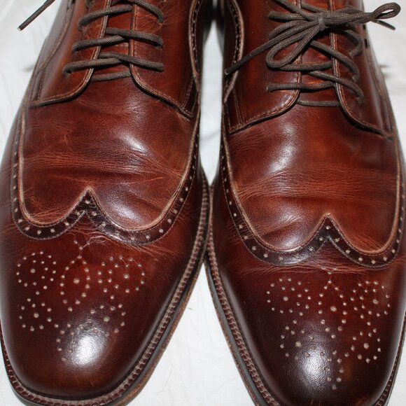 Johnston & Murphy Brogue/Wing Tip Style Mahogany Lace Oxford Dress Shoe Men 11.5